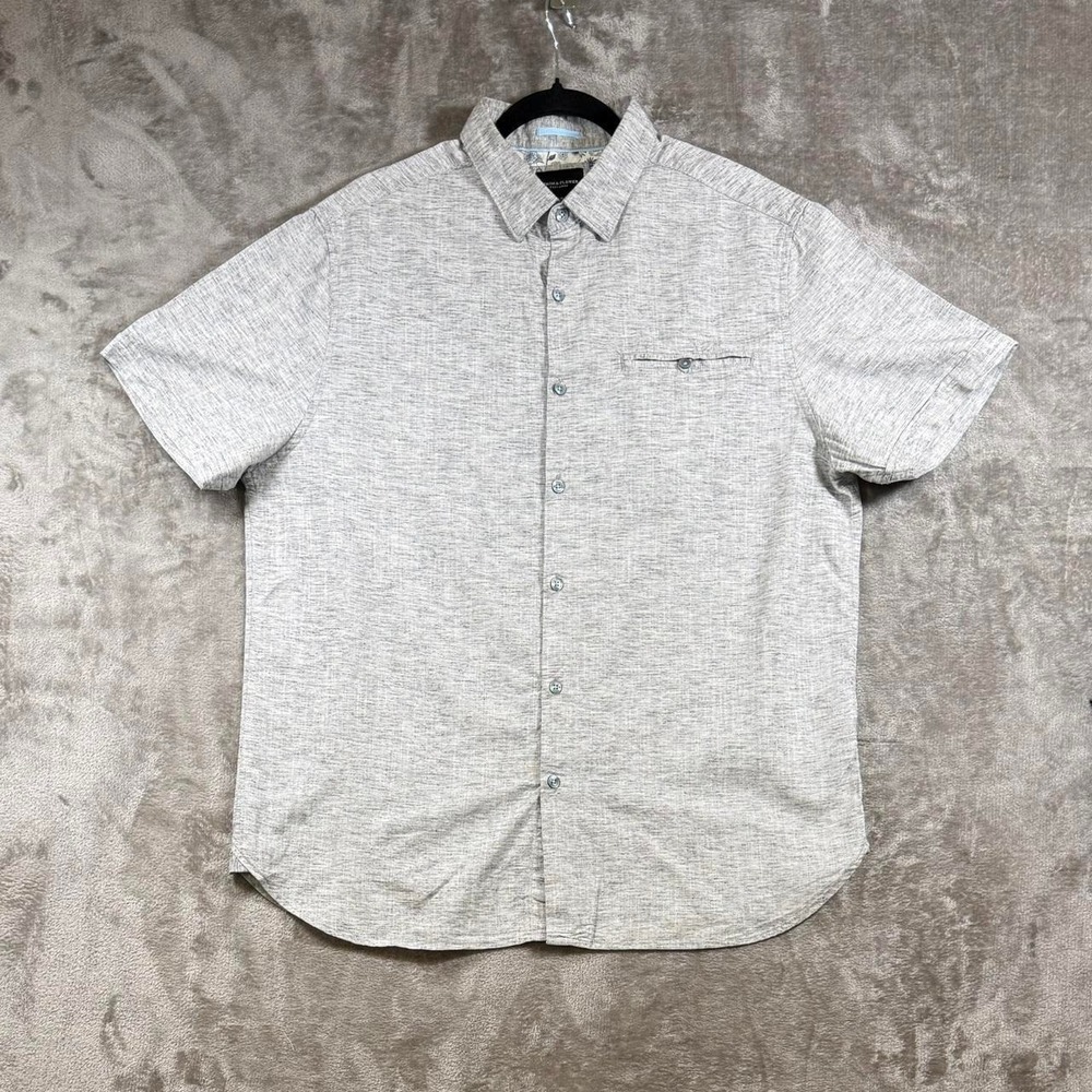 Denim‎ & Flower Ricky Singh Gray Button Up Shirt XL Slim Fit Casual Minimalist